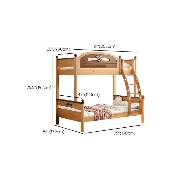 Full/Twin Size Bunk Bed Solid Wood Bed Frame for Kids with Storage