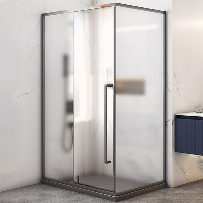 Grey Framed Shower Bath Door Pivot Transparent Tempered Shower Doors