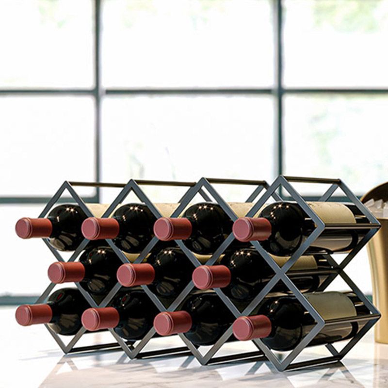 Glam Tabletop Wine Rack Metal Wine Bottle Rack for Living Room