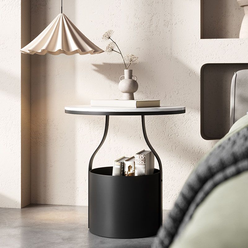 Contemporary Open Storage Bedside Cabinet Stone Accent Table Nightstand for Bedroom