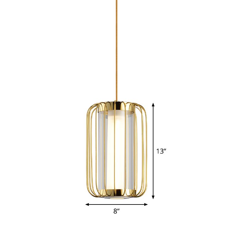 Accensione a sospensione a 1 tetto Cilindrico Kit lampada appesa in vetro trasparente con telaio in metallo per camera da letto