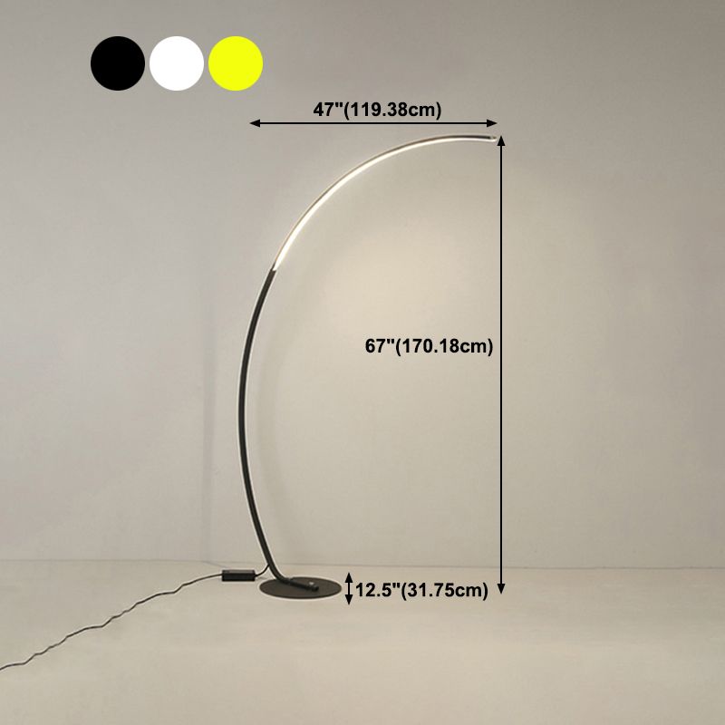 Aluminum Arc Shaped Floor Lamp Minimalist LED Standing Light for Living Room