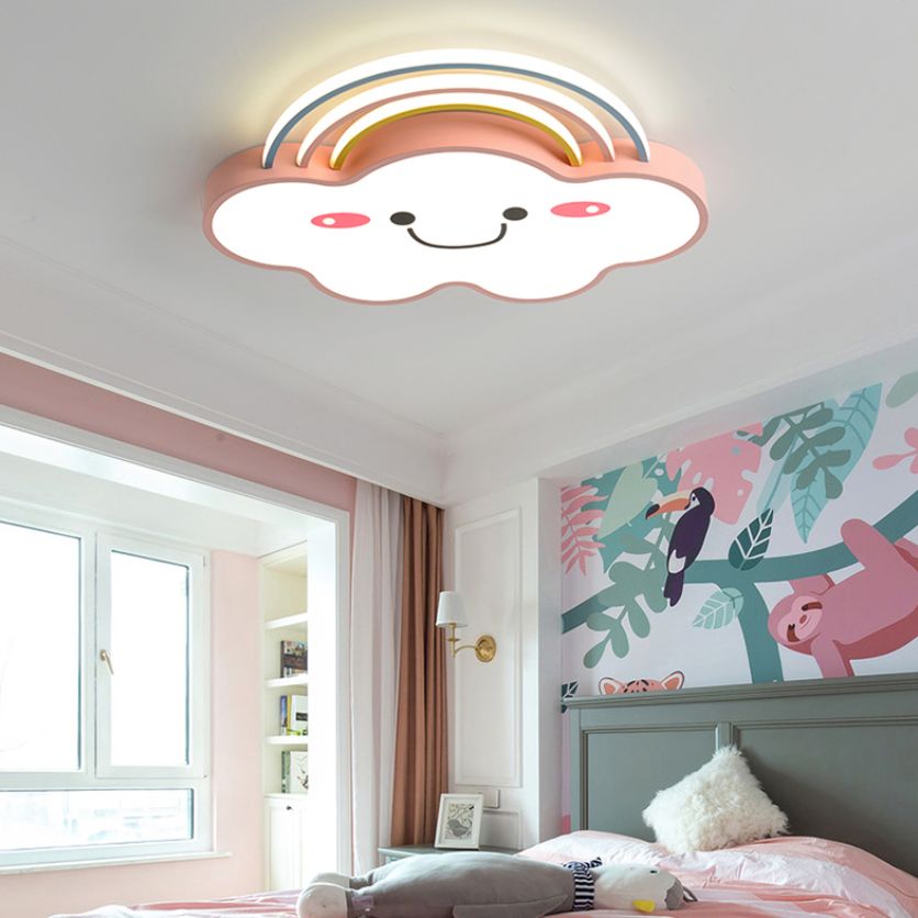 Acrylic Cloud LED Ceiling Light in Kids Creative Style Wrought Iron Flush Mount for Interior Spaces