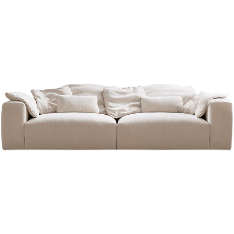 Creamy-White Contemporary Microsuede Tuxedo Arm Sofa for Living Room, Apartment