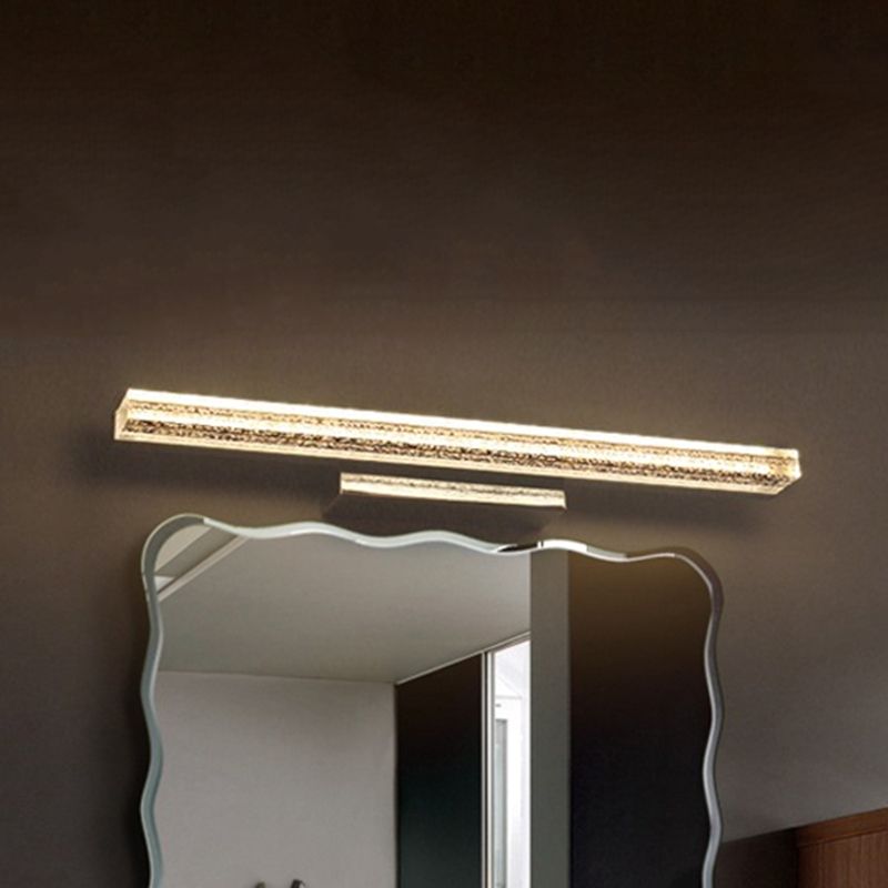 Linear Bathroom Vanity Lamp Stainless Steel 1-Light Modern LED Wall Sconce with Acrylic Shade in Warm/White Light, 8"/16"/23.5" Wide