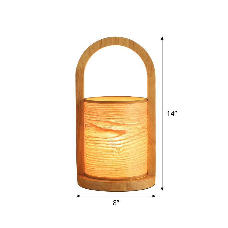 Holz ovaler Ring Nachttisch hell modernistisch 1 Kopf Nachttischlampe mit Rohrschatten