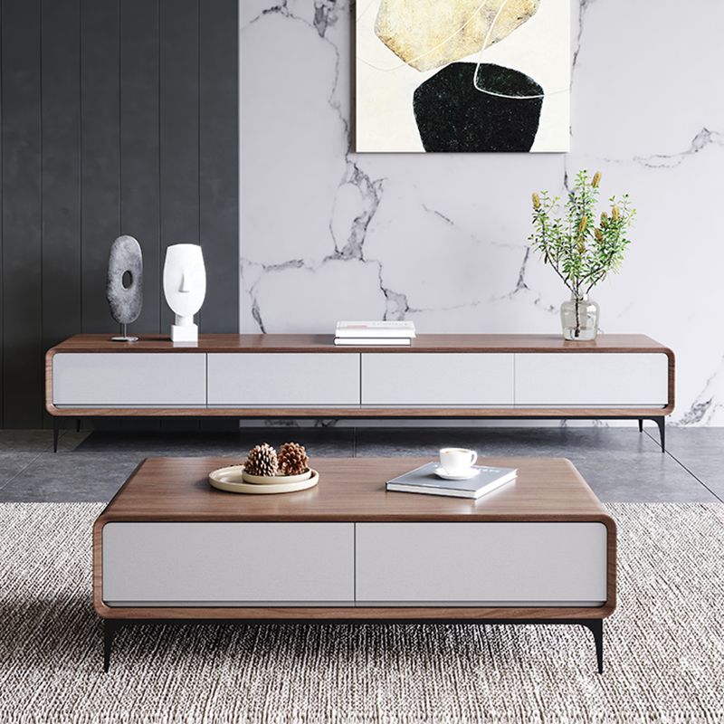 Contemporary Style TV Stand Enclosed Storage TV Console with Drawers