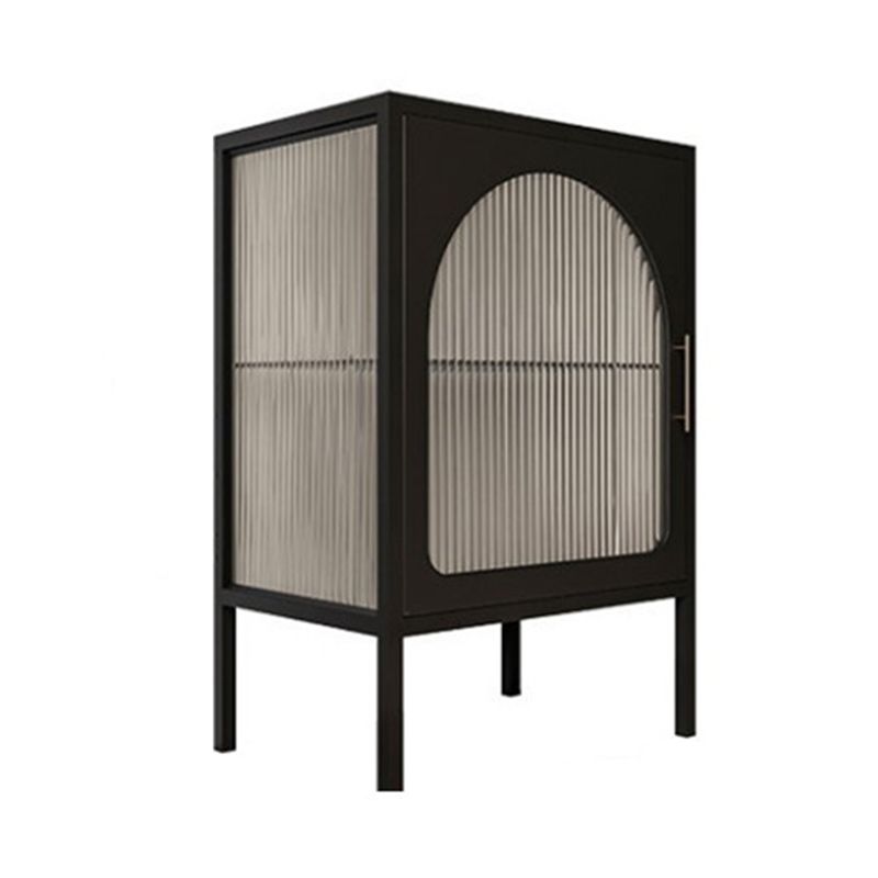 Metal Modern Bed Cabinet 1-Shelf Door Included Iron Nightstand with Legs in Black/White