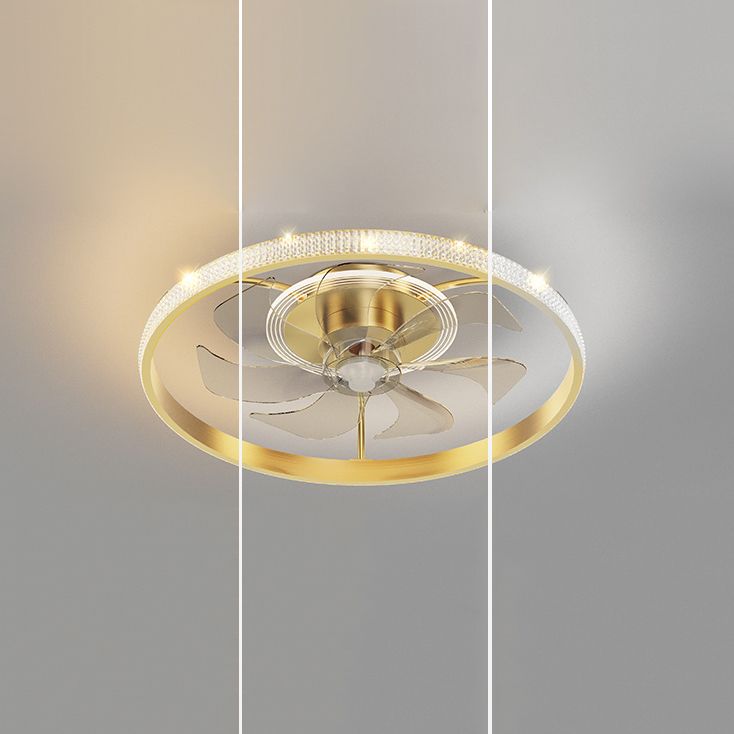 Circular Bedroom Ceiling Fan Light Modern Metal LED Flush Mount Ceiling Lamp