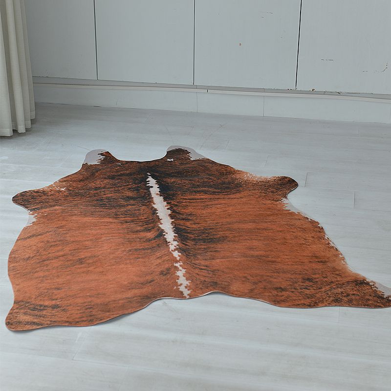 Funky Animal Skin Pattern Rug Brown Nordic Rug Polyester Washable Non-Slip Pet Friendly Carpet for Living Room