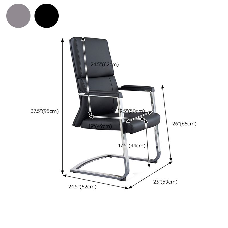 Contemporary No Wheels Chair Faux Leather Chrome Frame Office Chair