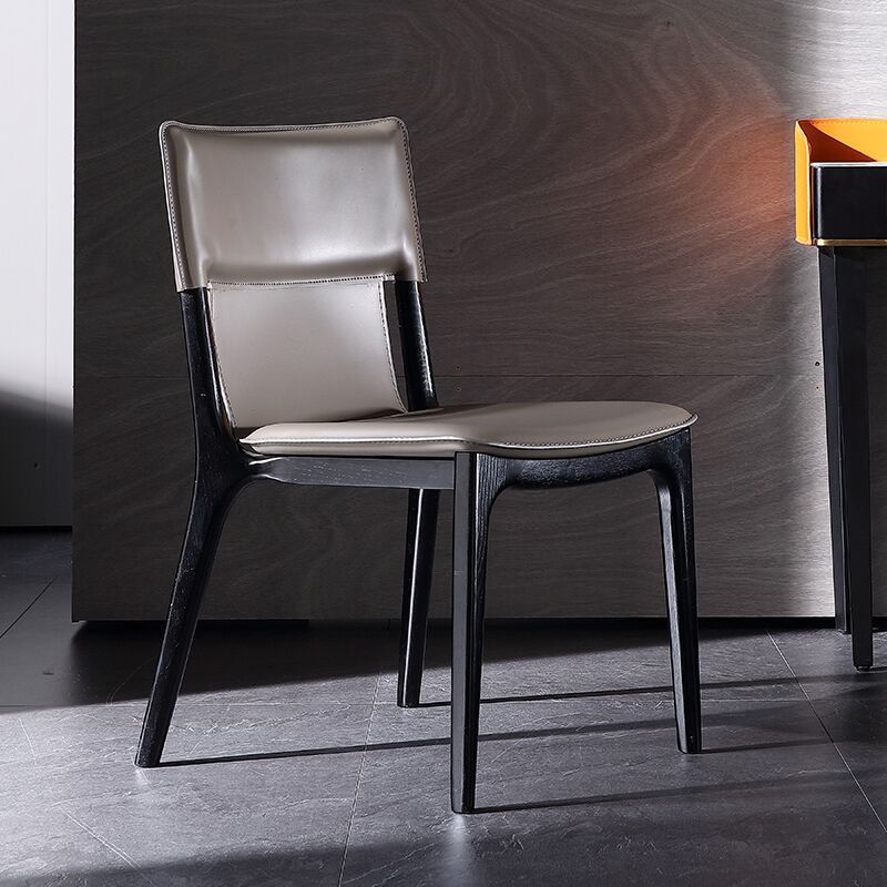 Contemporary Solid Back Armless Dining Chairs for Home Leather Dining Chairs