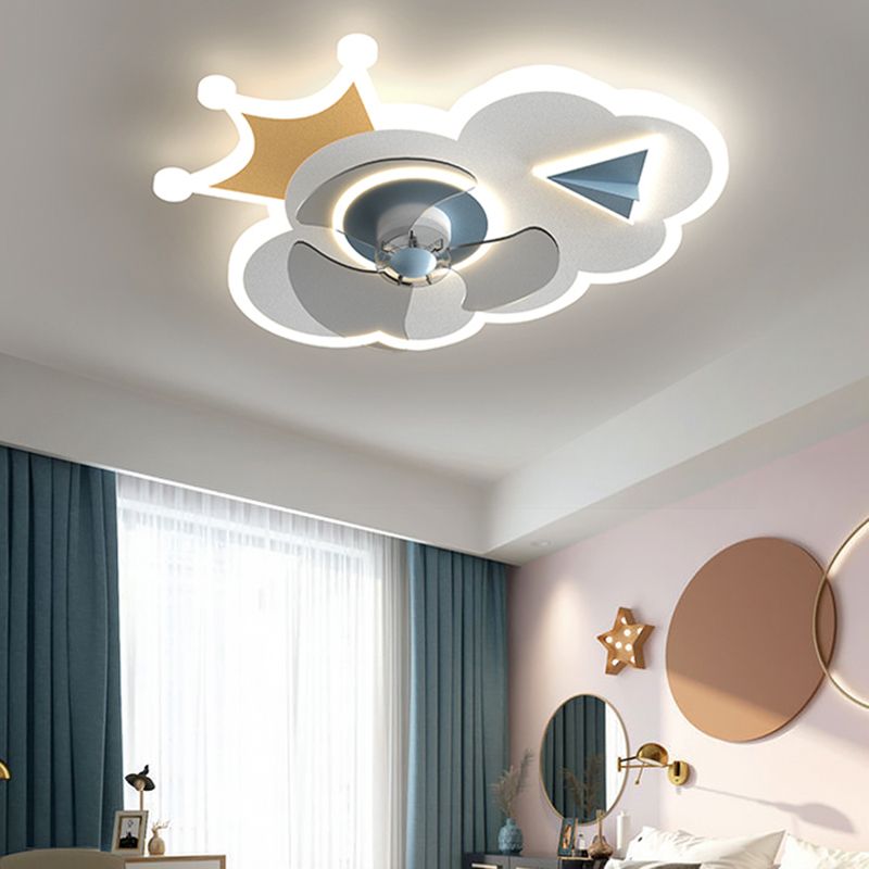 Metal Geometric Flush Mount Light Lovely 1 Light LED Fan Light for Kid's Room