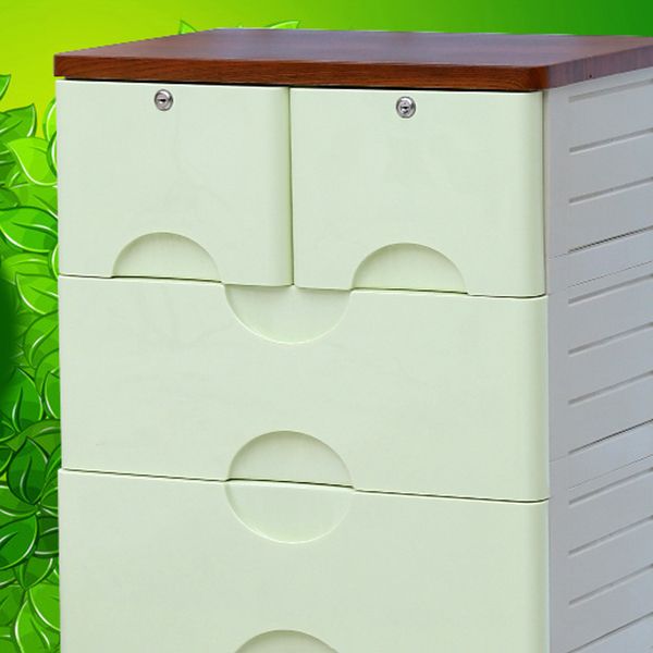 Scandinavian Plastic Kids Nightstand Vertical Nursery Dresser 6 Drawers for Home