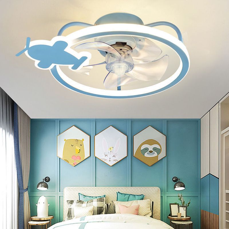 Kids LED Ceiling Fan Lamp Airplane Metal Fan Lighting for Bedroom