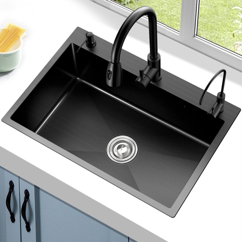 Stainless Steel Kitchen Sink Single Bowl Sink with Faucet and Soap Dispenser