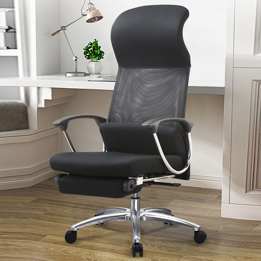 Contemporary Arm Chair Fixed Arms Tilt Mechanism Black Office Chair