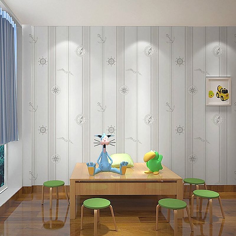 Novelty Stripe Wallpaper Pastel Color Nautical Wall Covering for Childrens Bedroom