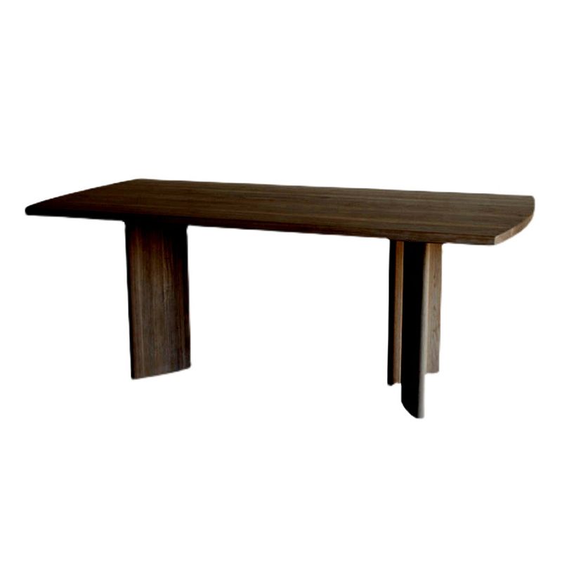 Rectangle Casual Dining Table Pinewood Solid Wood Fixed Table for Home Use