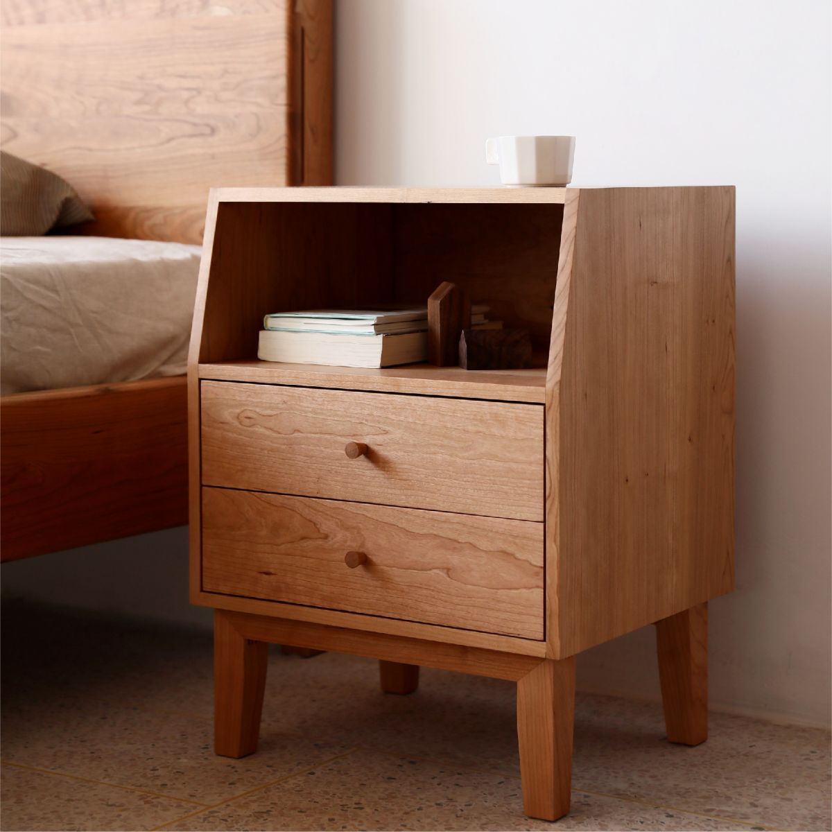 Traditional Drawers Included Accent Table Nightstand 24" Tall with Legs