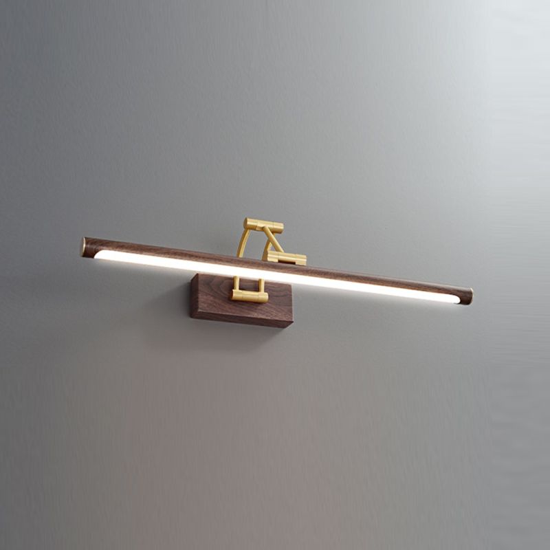 Nordic Brass Adjustable Vanity Light Strip Brown LED Mirror Light for Bathroom