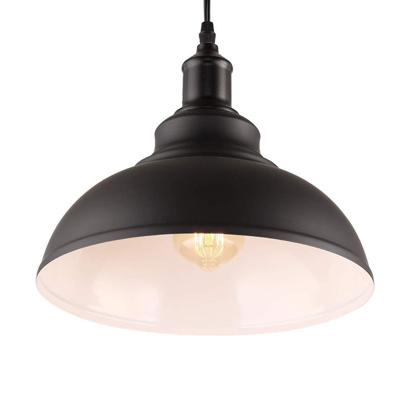 Dome Shade Black Hanging Lamp Industrial 1-Light Metal Hanging Light Fixture