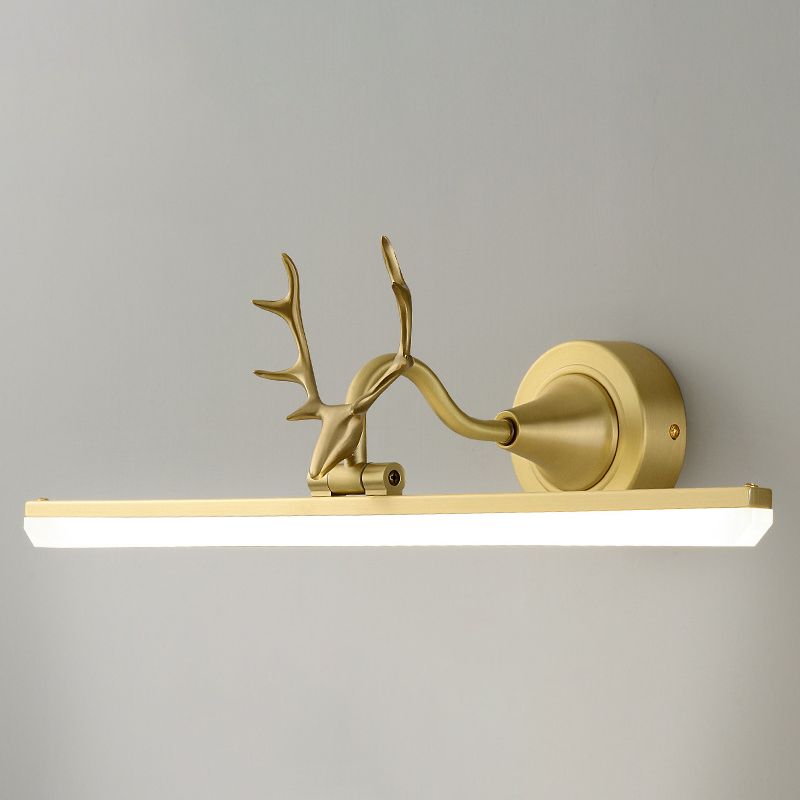 Copper LED Linear Wall Sconce in Modern Luxury Style Acrylic Wall Light with Antler Decoration