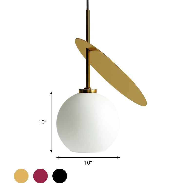 Modern Globe Pendant Lighting Open Glass Hanging Light with Metallic Circle for Restaurant