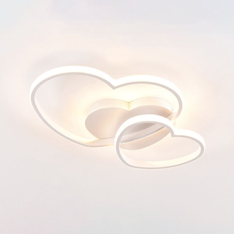 Metal Heart-Shape Flush Mount Lighting Modern Style LED Ceiling Mount Light Fixture