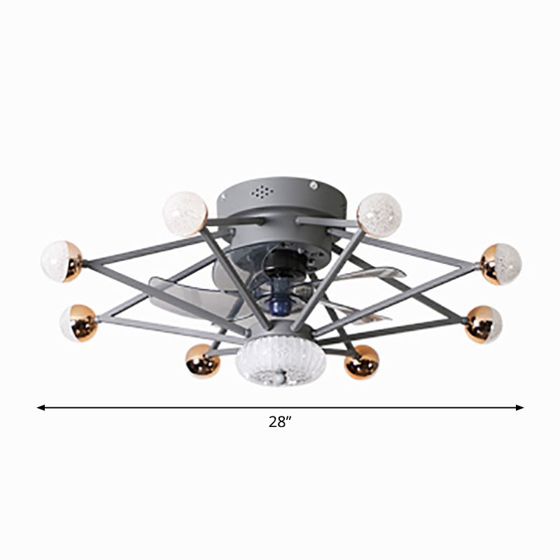 5-blade ster woonkamer ventilator lamp metaal Noordse LED semi-spoelplafondlicht met afgelegen, 28,5 "breed