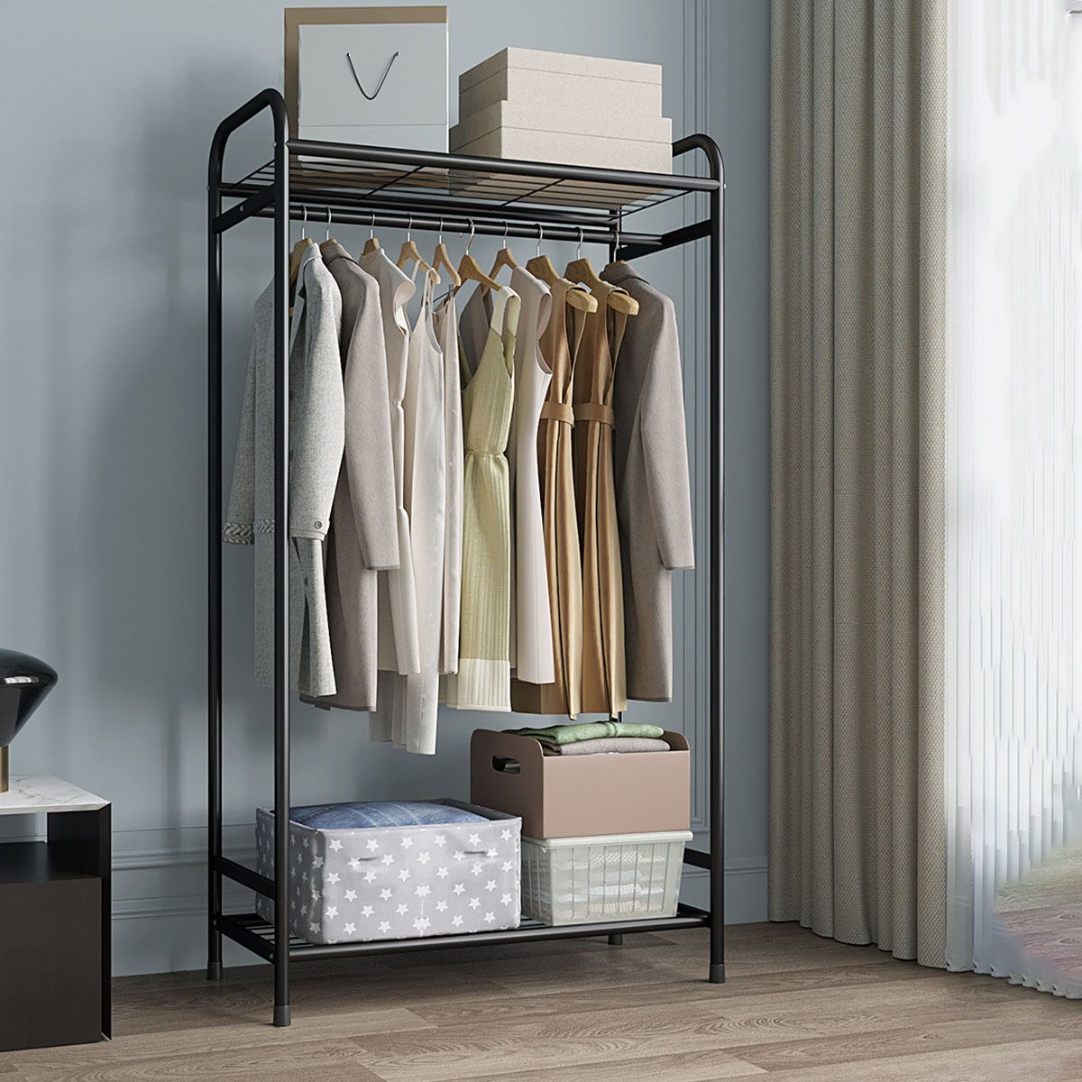 Contemporary Coat Rack Metal Shelving Storage Free Standing Hall Tree