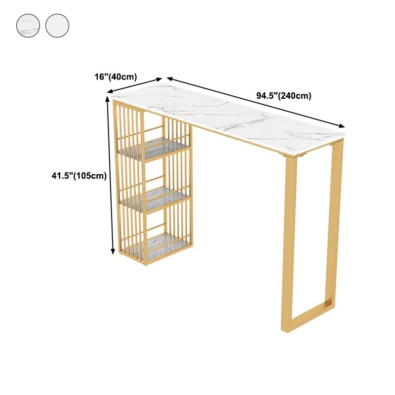 Wood Bar Dining Table Glam Rectangle Double Pedestal Bar Table with 23.6"x23.6"x41.3"