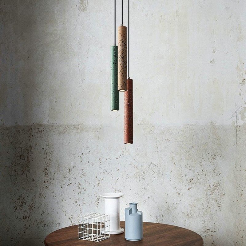 Modern Style Linear Shape Pendant Lighting Cement 1 Light Pendant Light for Dining Room