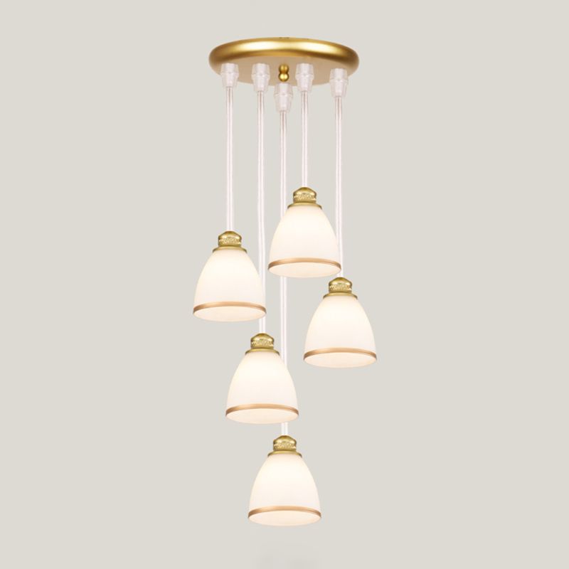 Geometrical Shade Staircase Suspension Light Glass Contemporary Multi Light Pendant