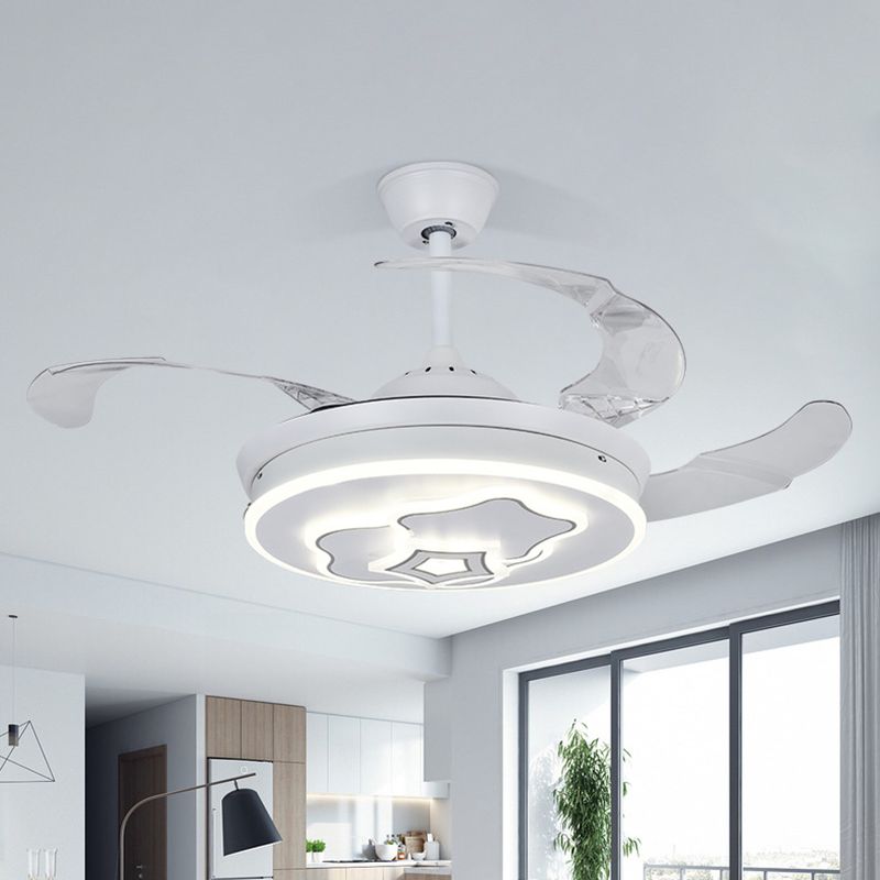 Metalen metalen ronde hangers van 3-bladen fan licht eigentijds 42 "breedte led semi-flush mount met sterrenontwerp in wit