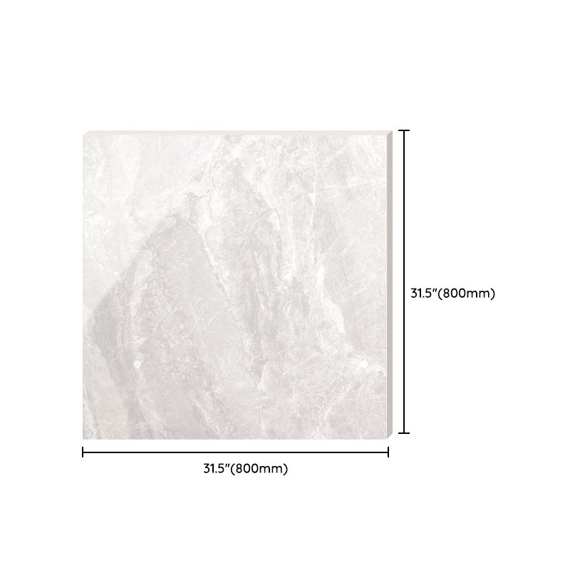 Contemporary Polished Porcelain Tile Light Grey Marble Print Square Floor and Wall Tile