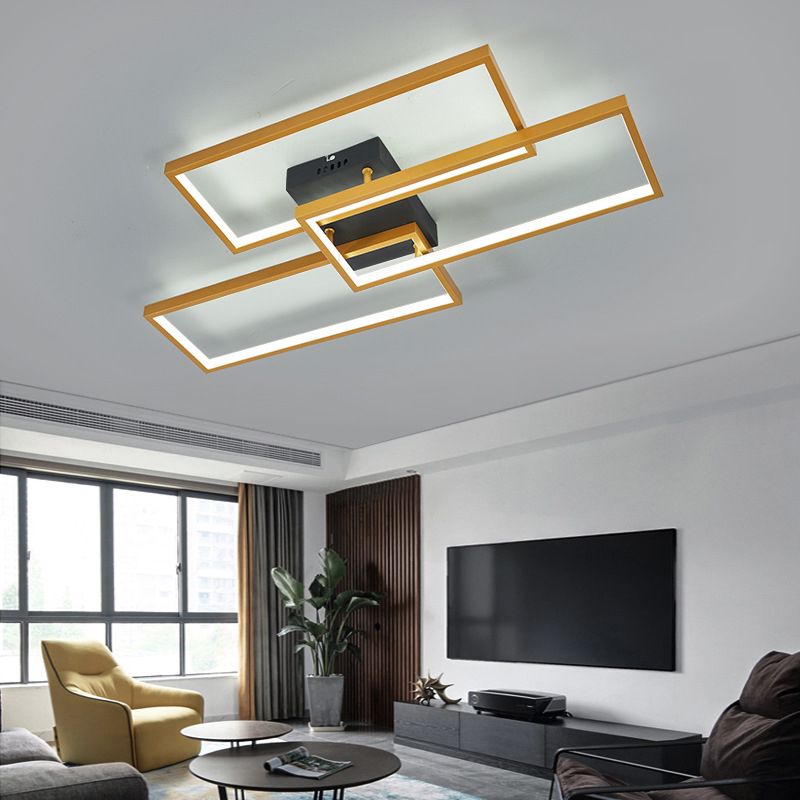 Modern Rectangle Shape Flush Mount Light Fixtures 3 Light Flush Mount Ceiling Light