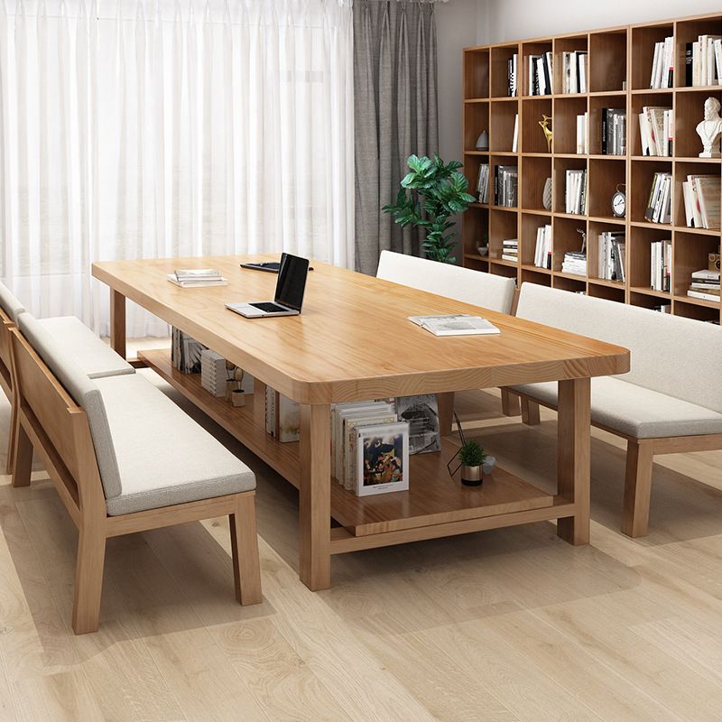 Solid Wood Writing Desk Contemporary Style Office Meeting Table