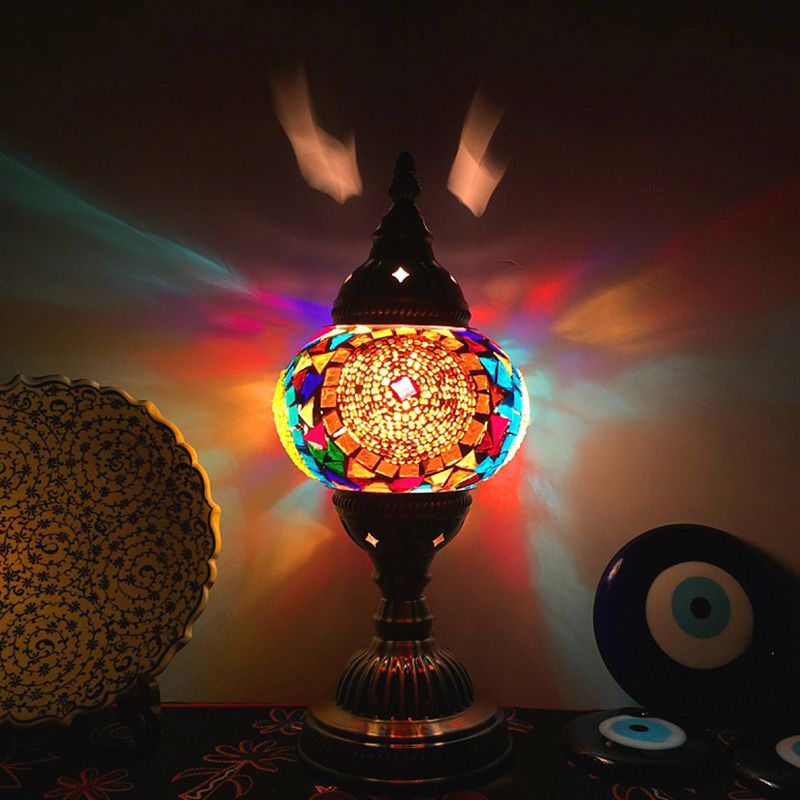 Turkish Mosaic Table Lamp Vintage Style Glass Lamp Shade Desk Lamp Fixture