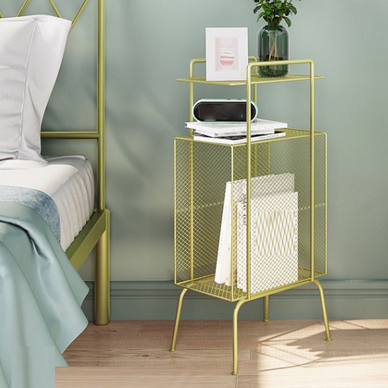 Open Storage Bed Nightstand Metal Bedside Cabinet for Bedroom