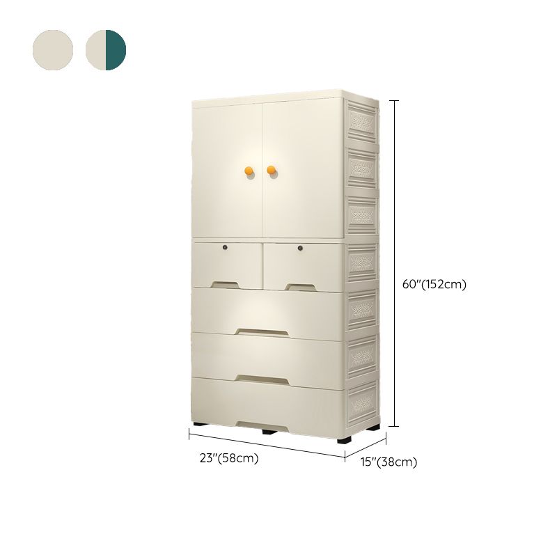 Modern Style Kid's Wardrobe Plastic Door Wardrobe Closet with Drawers