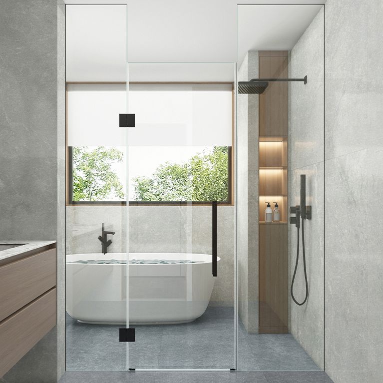 Frameless to Ceiling Bathroom Screen, Swing Tempered Glass Shower Door