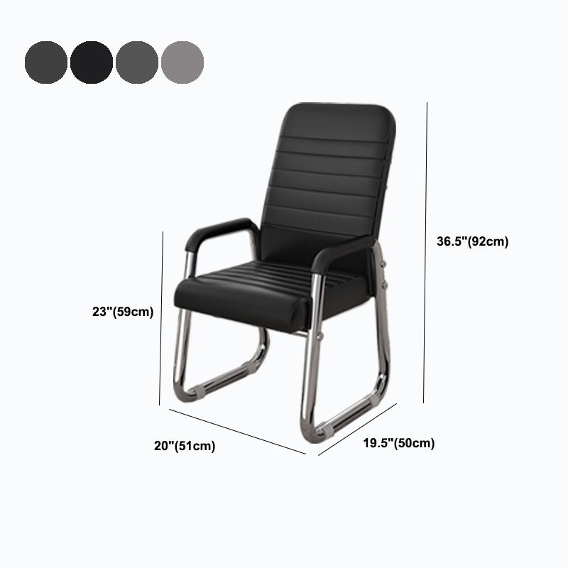 Mid Back Steel Office Chair Fixed Armrest Desk Chair with Sled Base