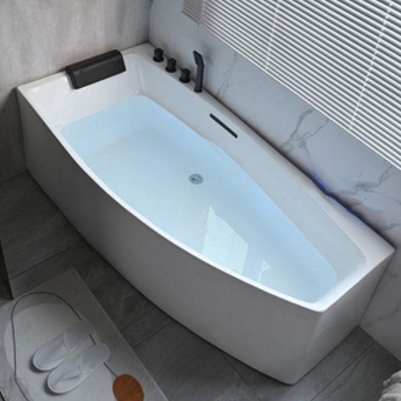 Corner Back to Wall Bath Modern White Soaking Acrylic Bathtub