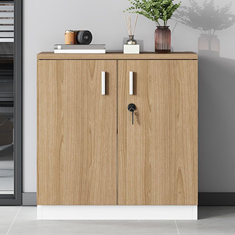 Modern Brown Engineered Wood File Cabinet with Lock Storage for Home Office