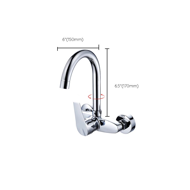 Contemporary Single Handle Kitchen Faucet Wall Mounted Two Holds Bar Faucet