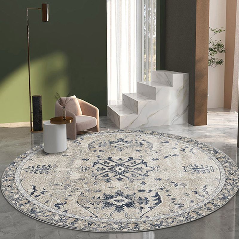 Light Color Vintage Area Carpet Polyester Ethnic Pattern Indoor Rug Easy Care Carpet for Living Room