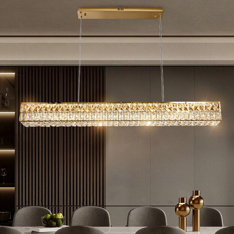 Crystal Linear Island Lighting Fixture Simplicity for Dining Room