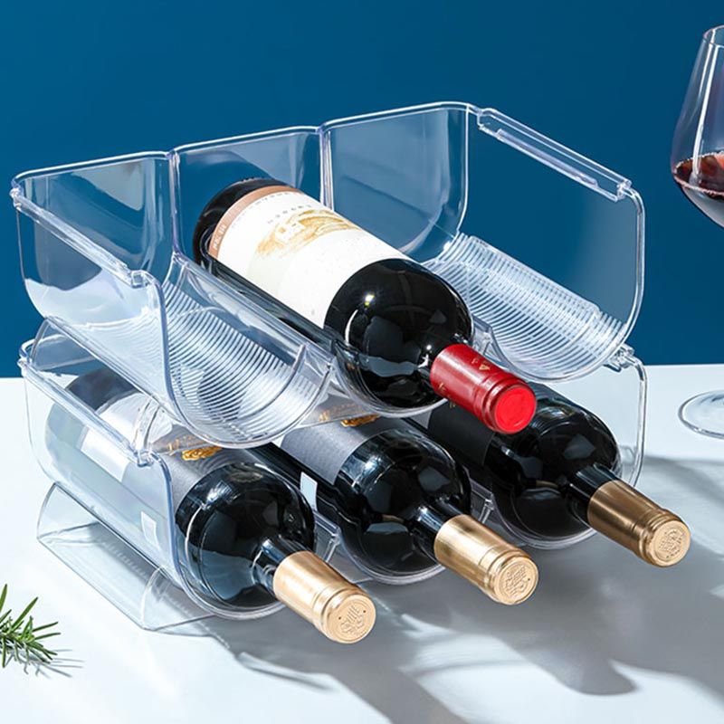 Modern Acrylic Wine Rack Bottle Tabletop Or Countertop Free-Stand Bottle Holder in Clear