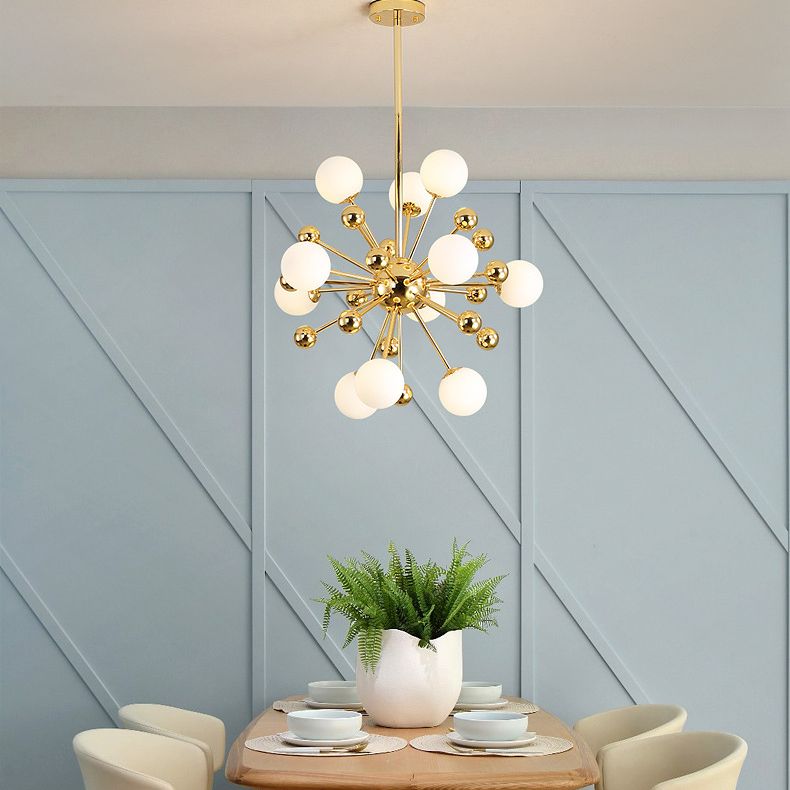 Living Room Hanging Chandelier Metal Contemporary Pendant Light in Gold